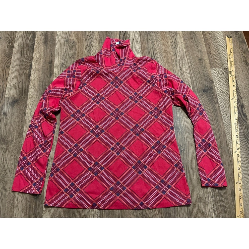 CG.L.CG Shirt, Women's Medium, Red Yellow Blue Black, Turtleneck, Long Sleeve